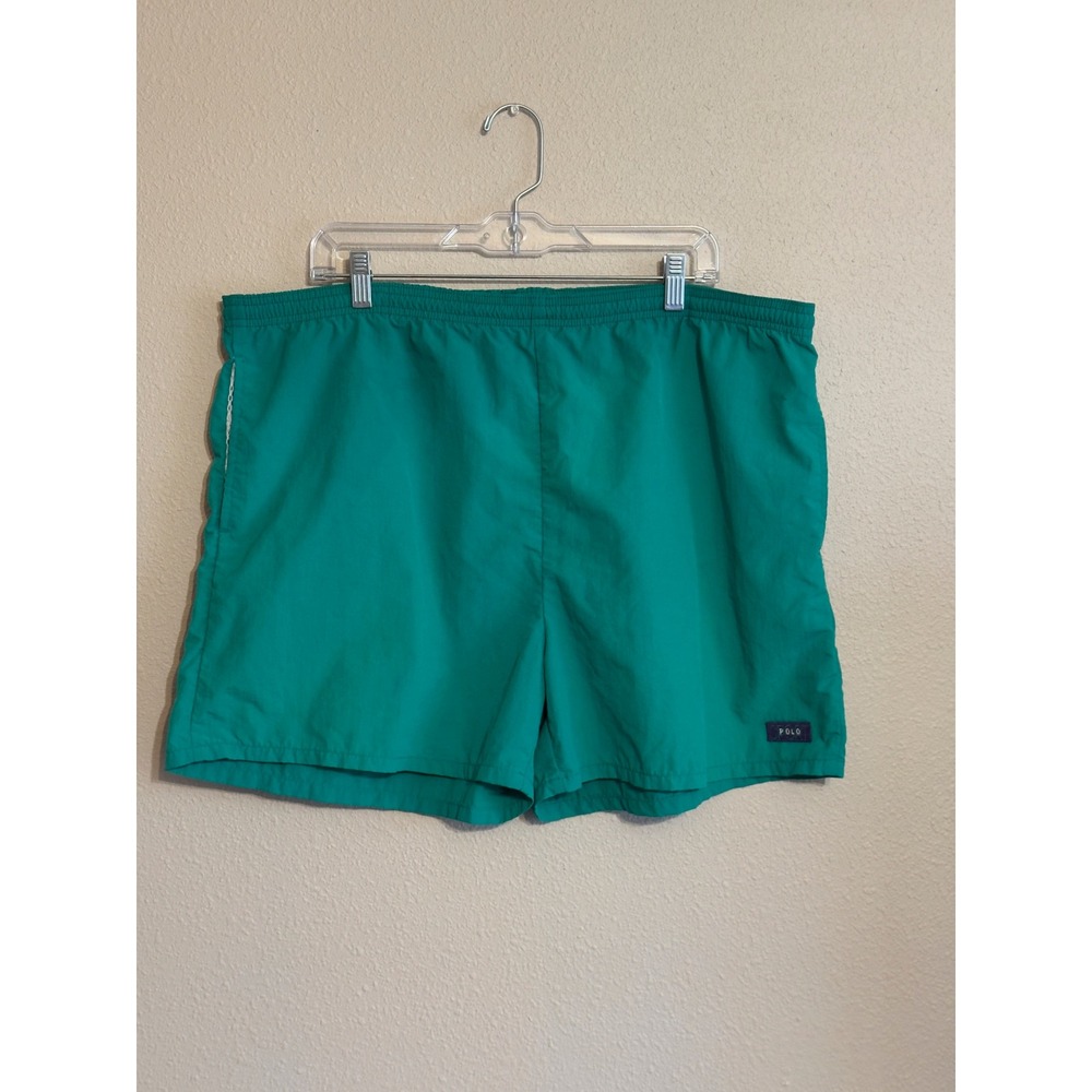 Polo Sport Ralph Lauren Vintage Swim Trunks Teal Green Nylon Mens Large USA